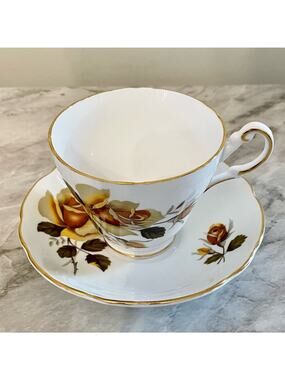 Vintage Teacup Saucer Yellow Rose Regency English Bone China 1950